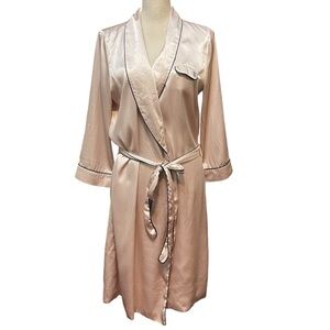 Victoria's Secret Light Pink Satin Midi Length Pocket Front Sexy Dressing Robe L